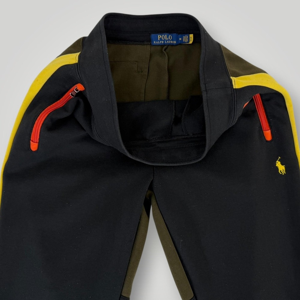 Polo Ralph Lauren RL67 Jogger Pants Mens M Black Colorblock Zip Pocket - Picture 5 of 8